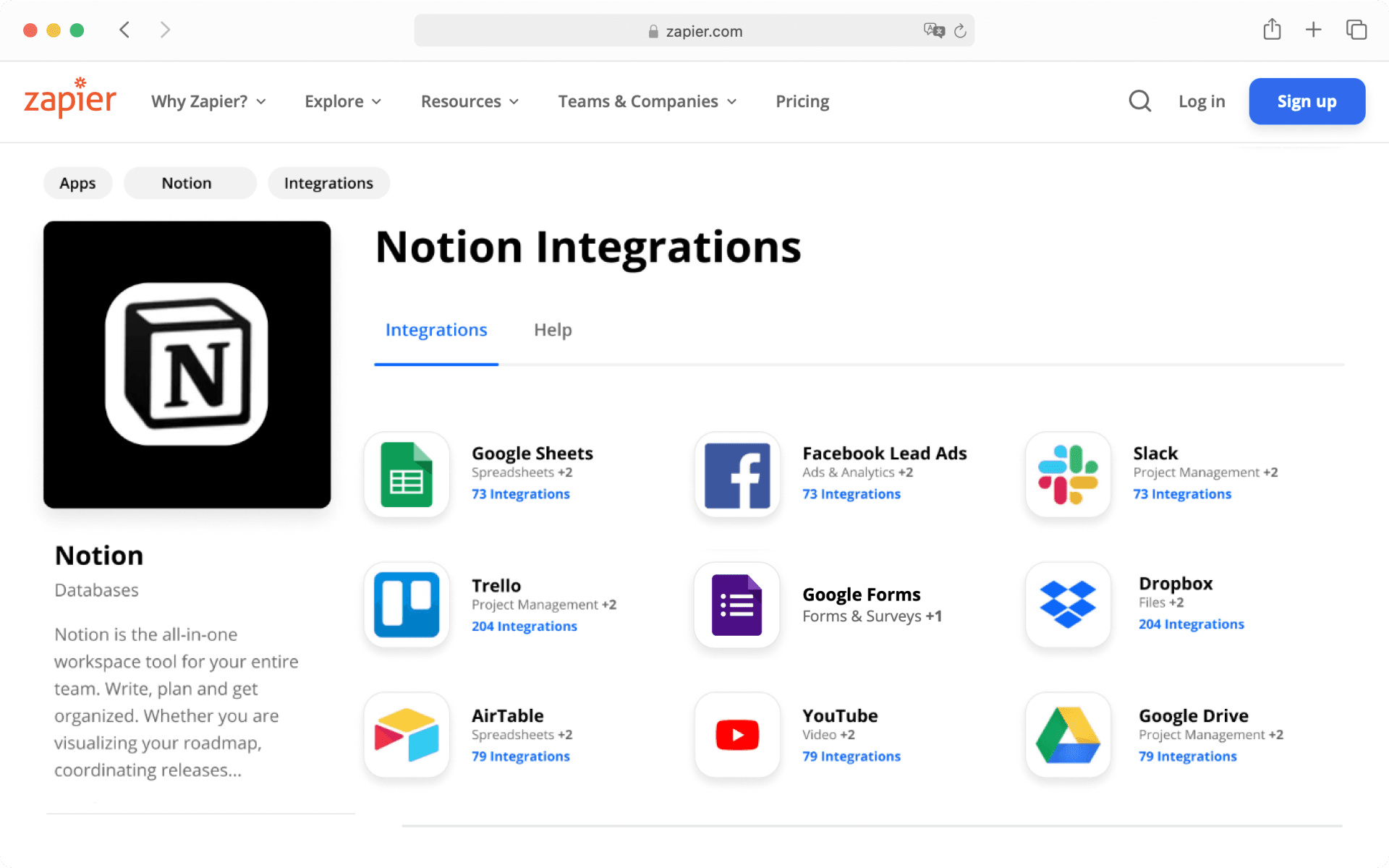 Voici comment accéder à l’intégration Zapier.