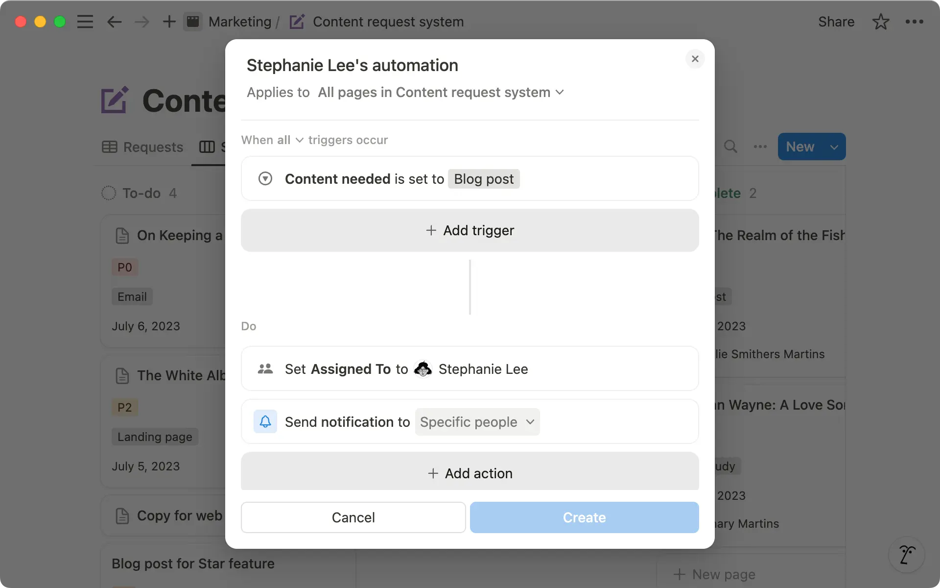Usa las automatizaciones para asignar automáticamente tareas específicas cuando se rellene un formulario