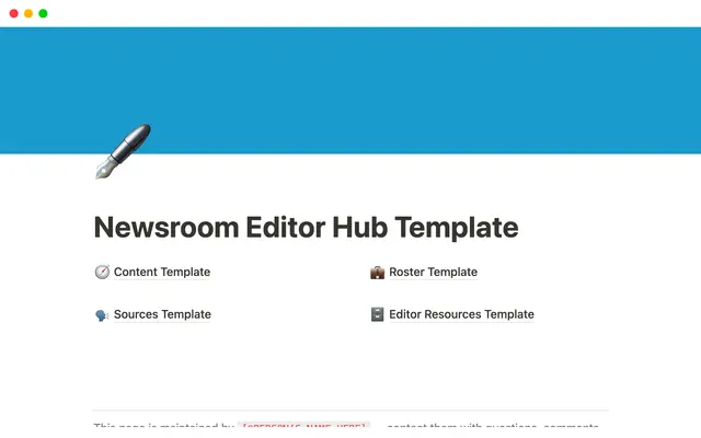 Newsroom Editor Hub Template