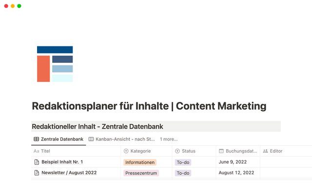 Redaktionsplaner für Inhalte | Content Marketing