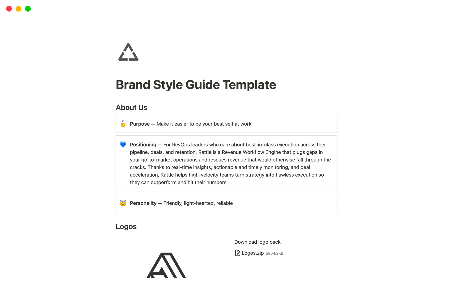 ตัวอย่างเทมเพลตสำหรับ Brand Style Guide