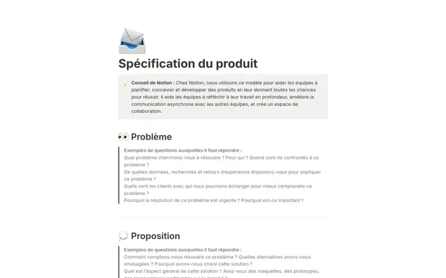 Spécifications produit
