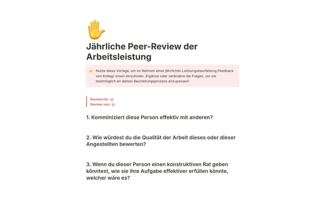 Jährliche Peer-Review der Arbeitsleistung